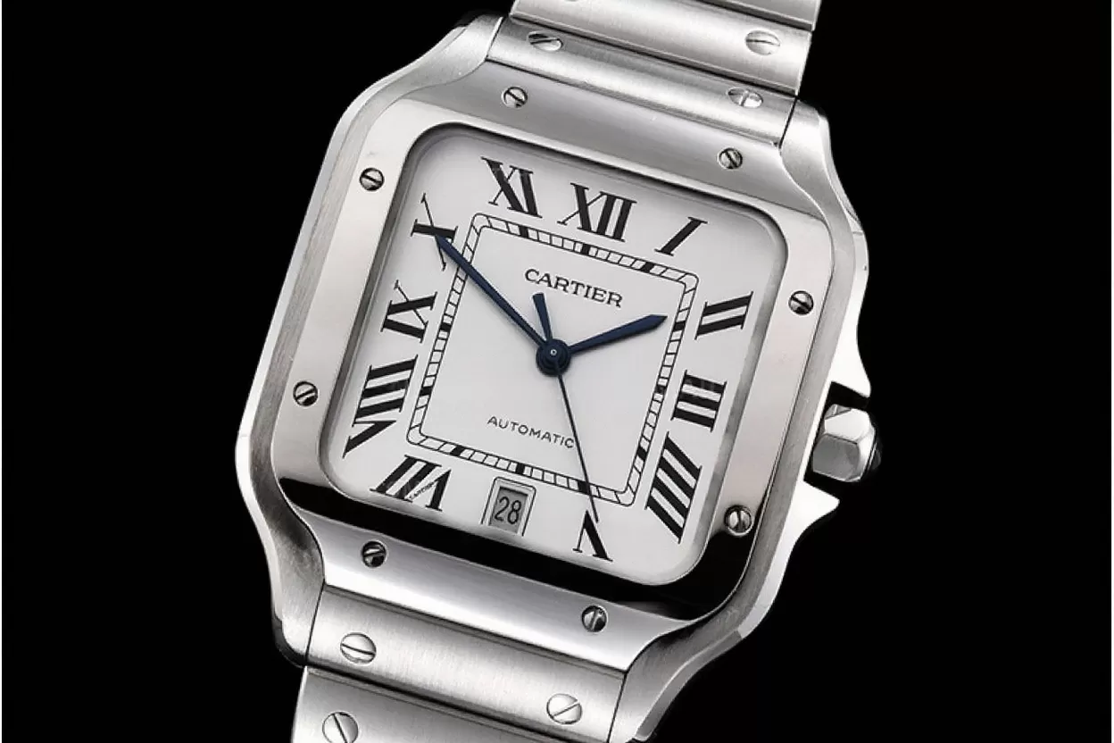 Santos De Cartier Mens XL SS / SS White 3KF MY9015
