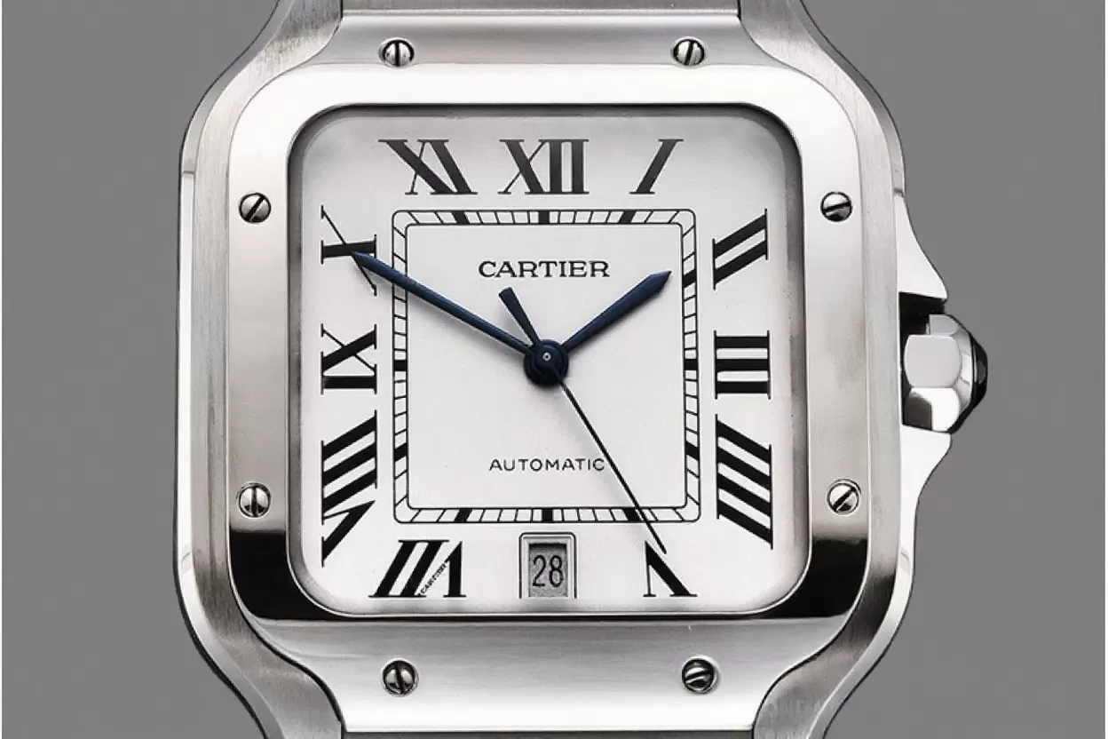 Santos De Cartier Mens XL SS / SS White 3KF MY9015 - Image 13