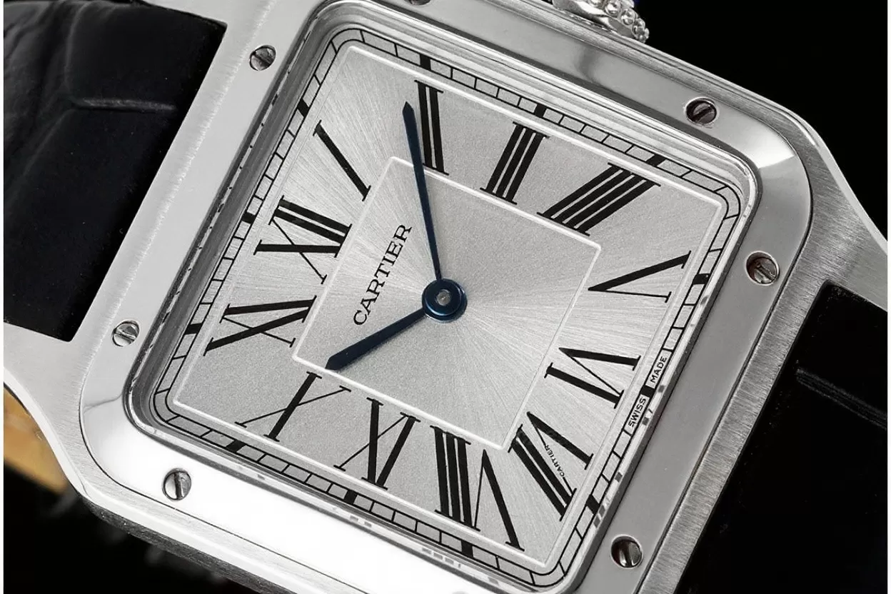 Santos Dumont Black Calf Leather SS / LE Silver Dial AF Quartz - Image 3