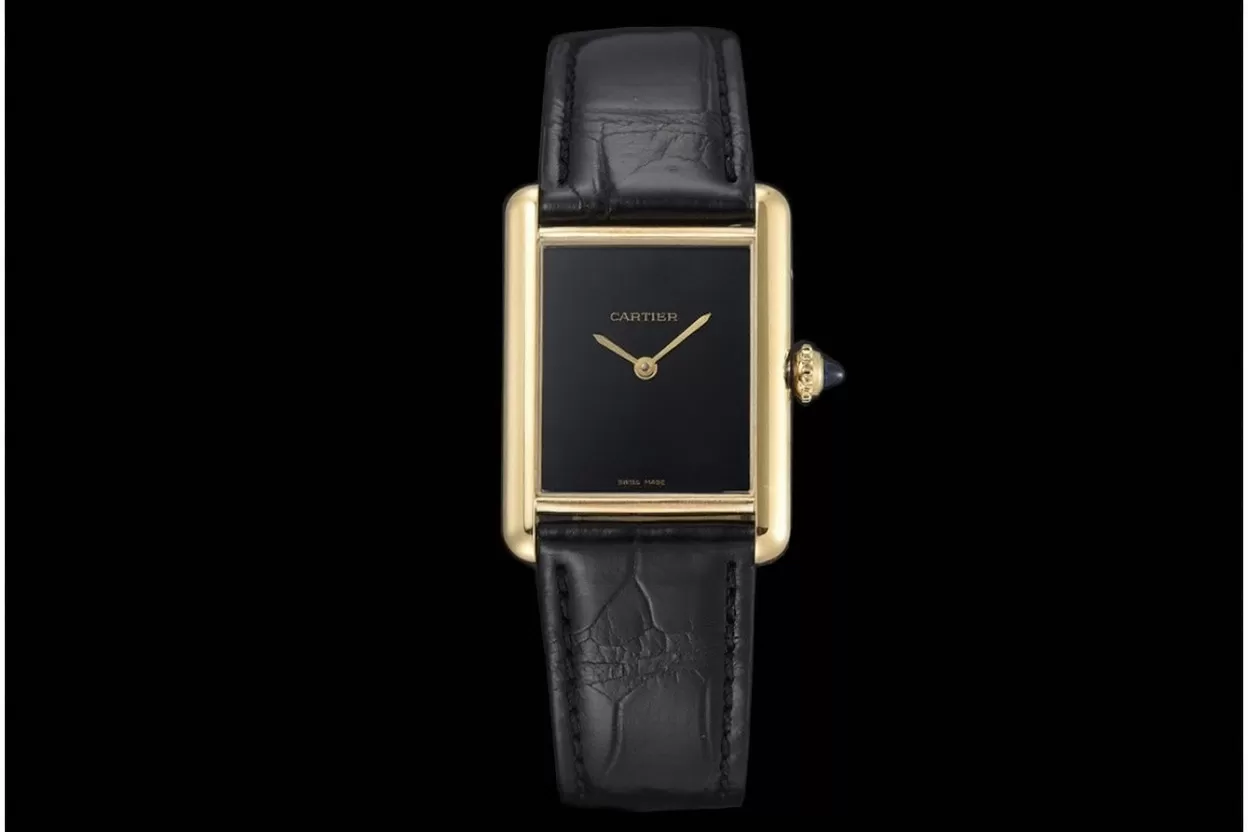 Tank Louis 25.5mm Alligator Leather YG / LE Black Dial DRF Quartz - Image 3