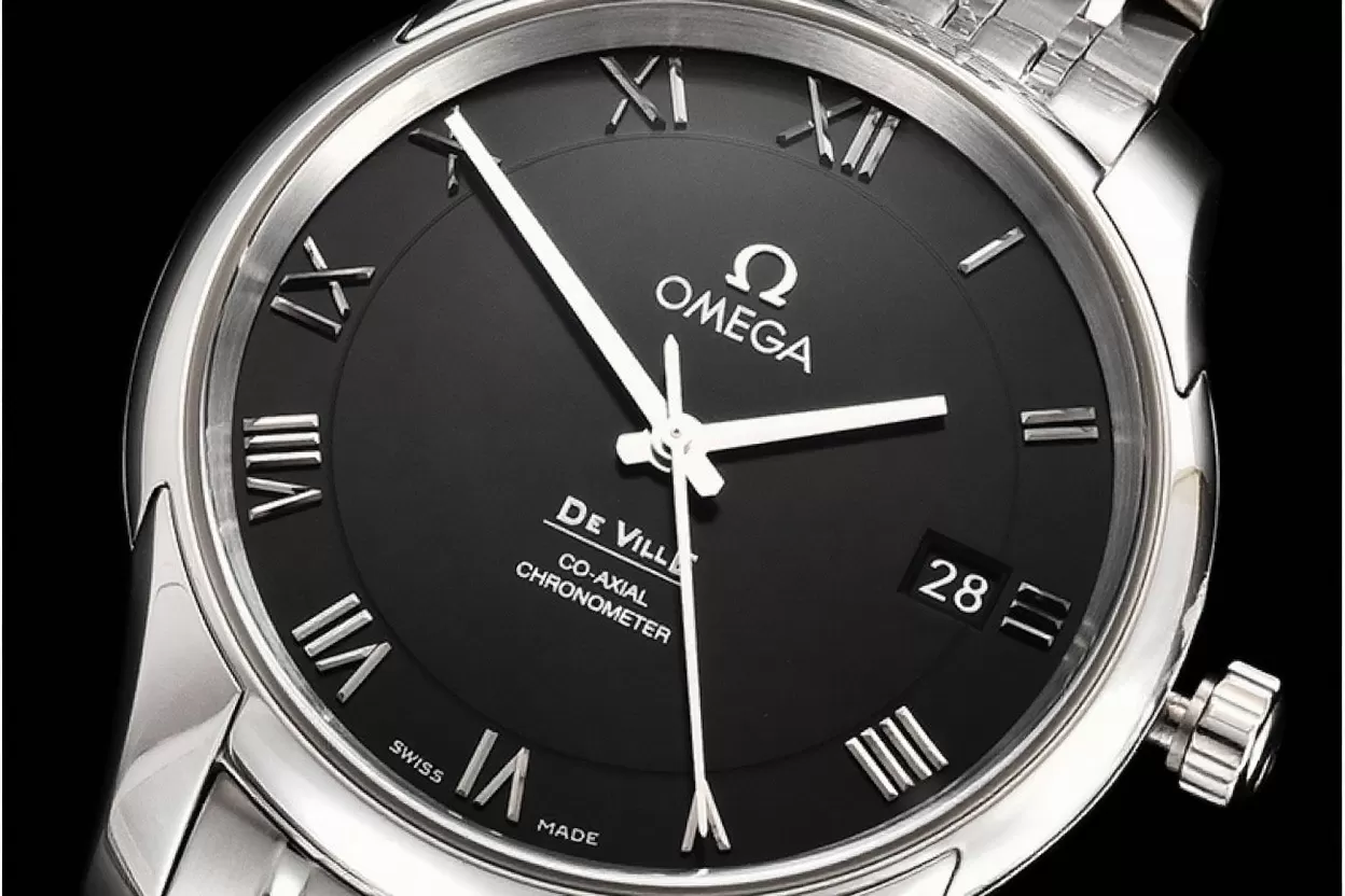 Omega ?C De Ville Mens Co ?C Axial 41mm SS / SS Black / Roman VSF A8500 - Image 9