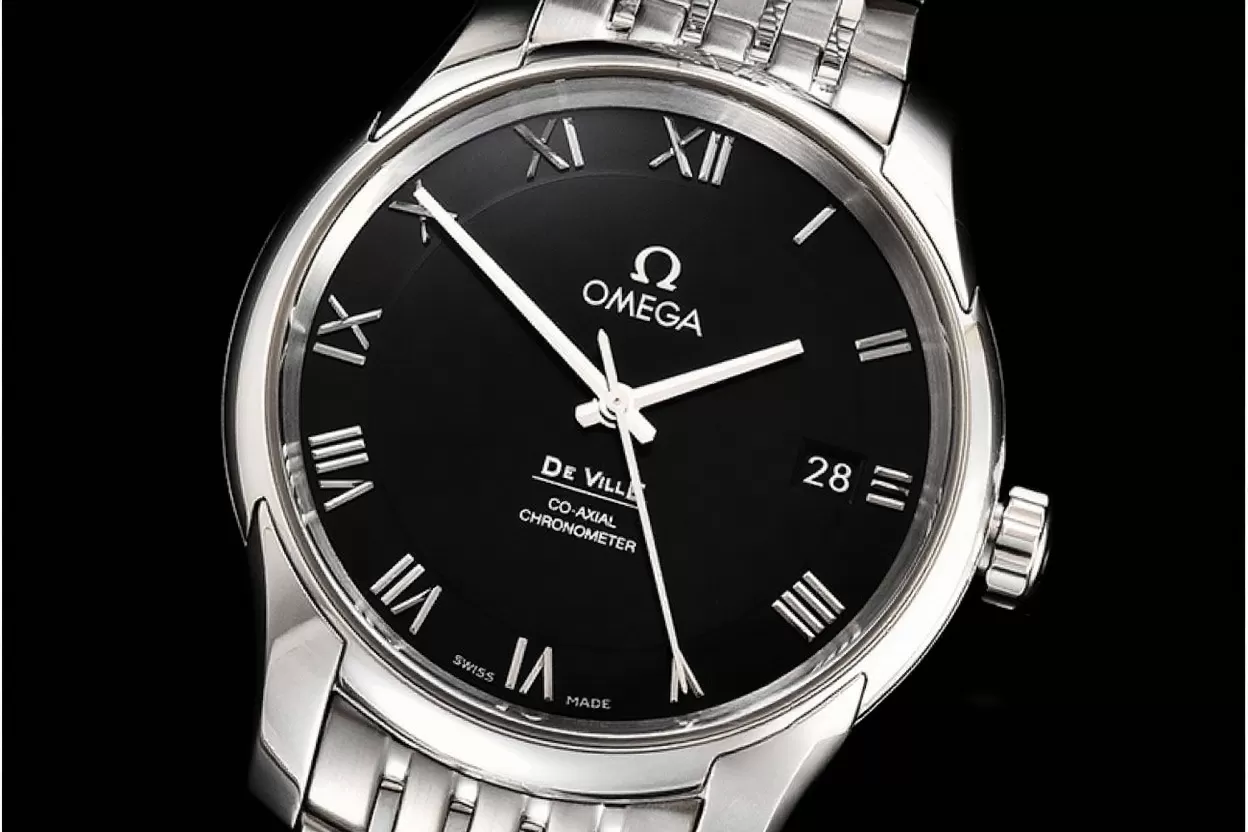 Omega ?C De Ville Mens Co ?C Axial 41mm SS / SS Black / Roman VSF A8500 - Image 17