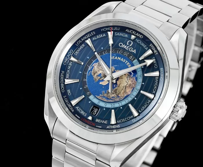 Aqua Terra 150M 43mm Worldtimer SS / SS Blue Dial VSF A8938