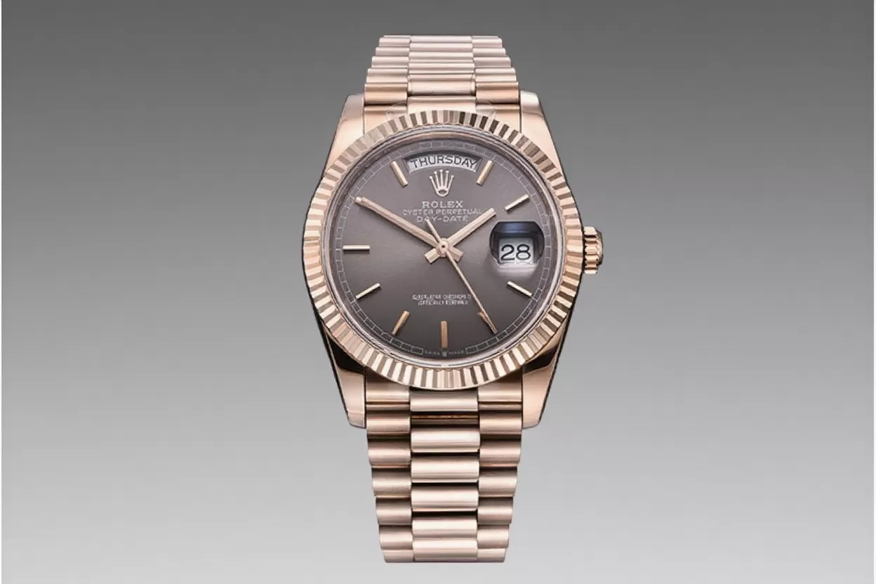 Rolex ?C DayDate 36mm Flt RG / RG Grey Stk BP Asia 2836
