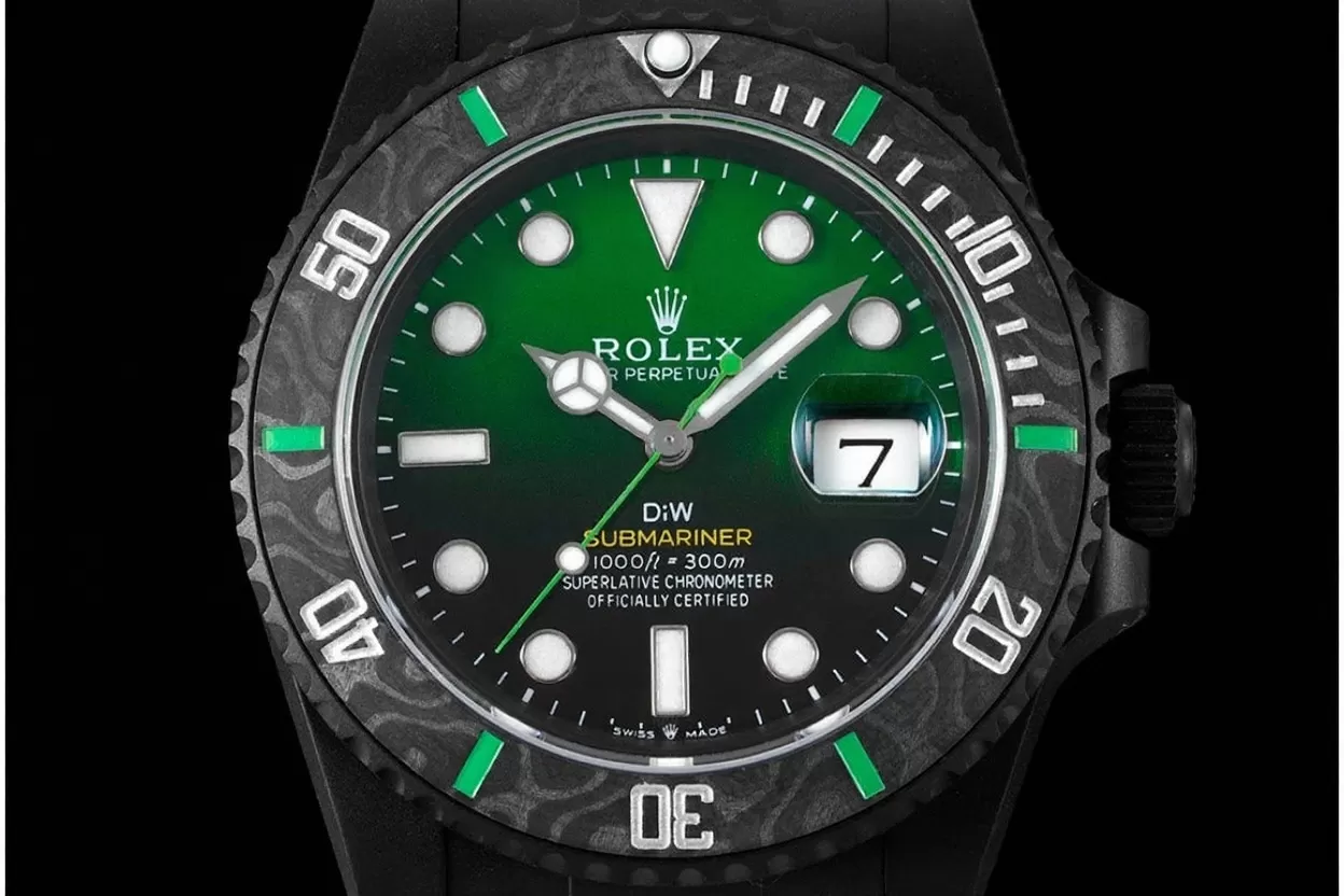 Submariner DIW 40mm 904L DLC / DLC Grn / Blk Dial VSF VS3135 - Image 2