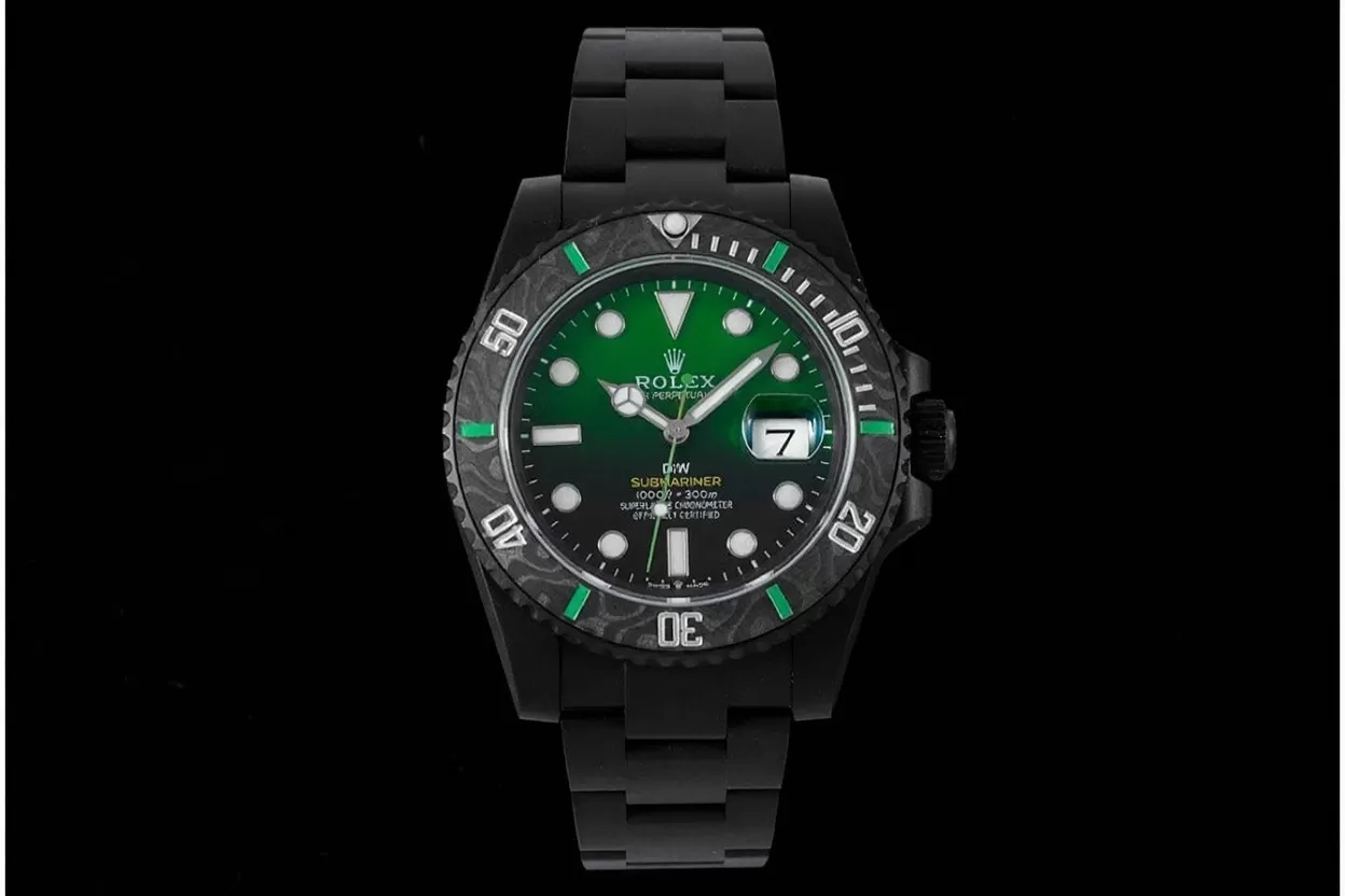 Submariner DIW 40mm 904L DLC / DLC Grn / Blk Dial VSF VS3135 - Image 3