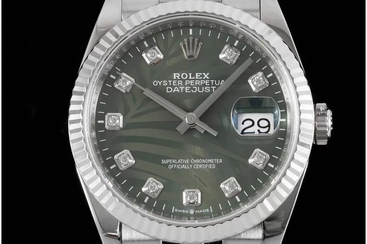 Datejust 126234 36mm Jub SS / SS Palm Motif Green / Dia VSF DD3235 - Image 2