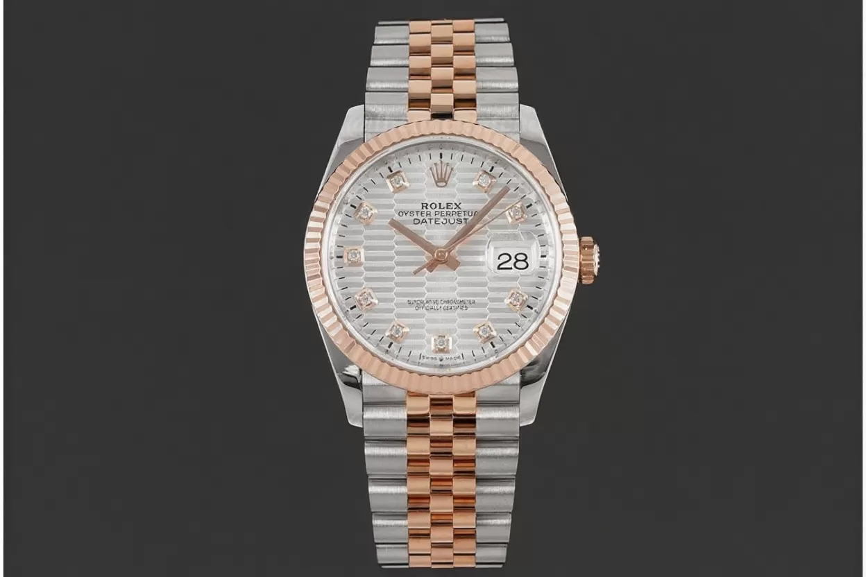 Datejust 126231 36mm Jub RG / SS Textured Silver / Dia VSF DD3235