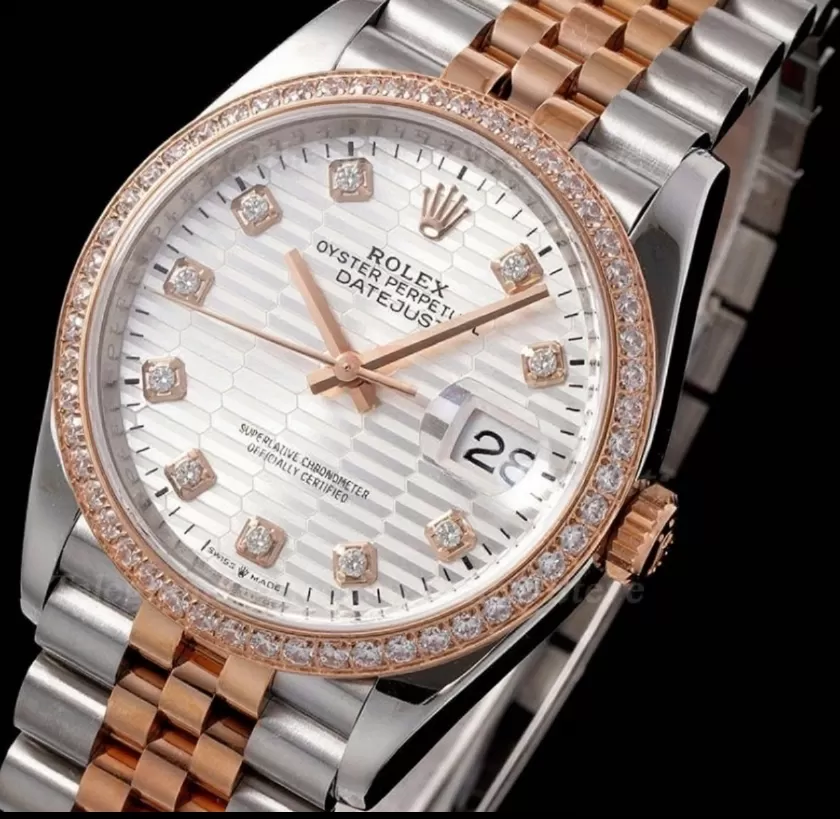Datejust 126281 36mm Jub Dia RG / SS White Textured Dial VSF DD3235