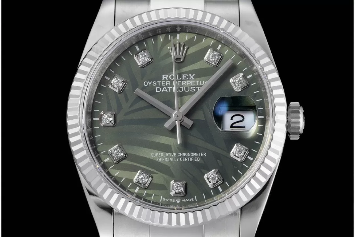 Datejust 126234 36mm Oys SS / SS Palm Motif Green / Dia VSF DD3235 - Image 2