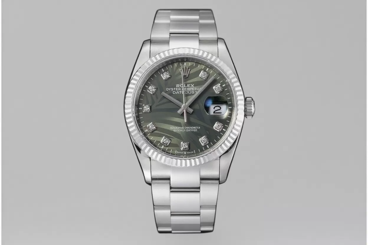 Datejust 126234 36mm Oys SS / SS Palm Motif Green / Dia VSF DD3235 - Image 3