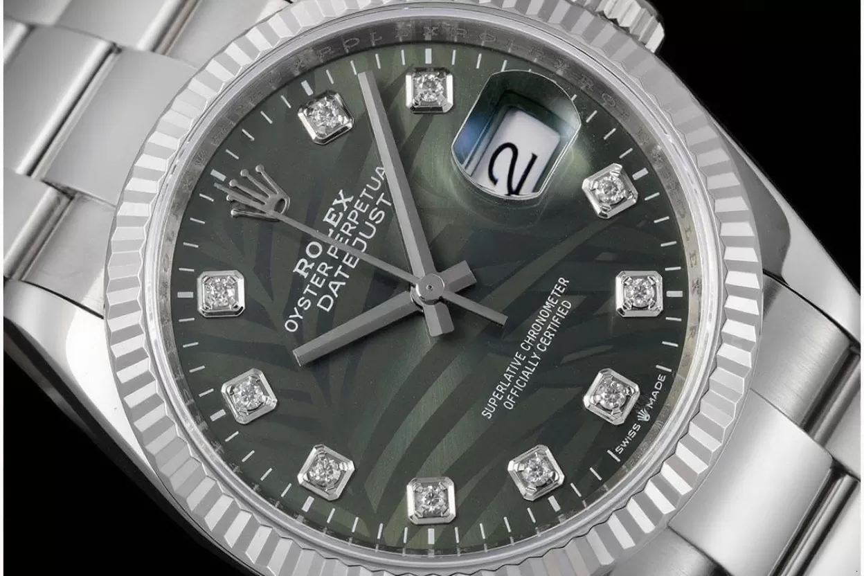 Datejust 126234 36mm Oys SS / SS Palm Motif Green / Dia VSF DD3235 - Image 4
