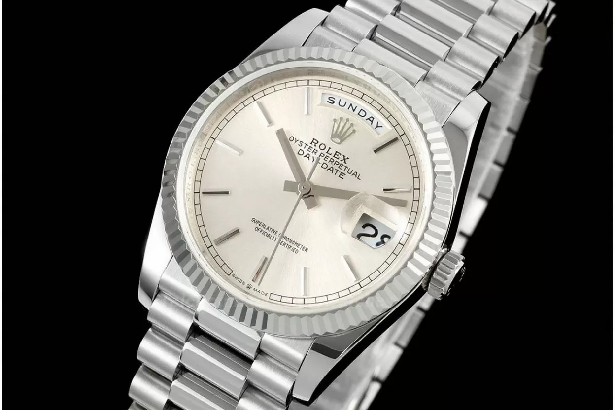 DayDate 128239 36mm SS / SS Silver / Stk QF V3 VR3255(Gain Weight)