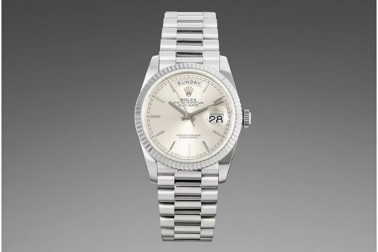 DayDate 128239 36mm SS / SS Silver / Stk QF V3 VR3255(Gain Weight) - Image 4