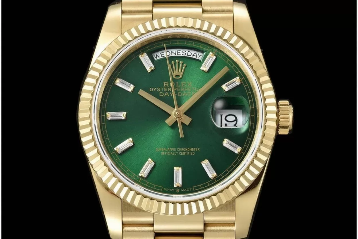 DayDate 128238 36mm YG / YG Green / Diam QF V3 VR3255(Gain Weight) - Image 2