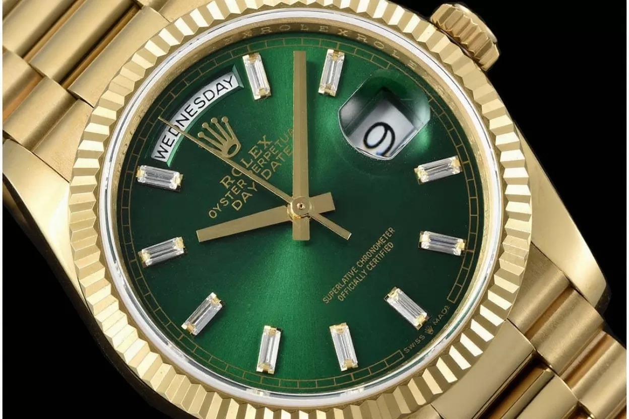 DayDate 128238 36mm YG / YG Green / Diam QF V3 VR3255(Gain Weight) - Image 3