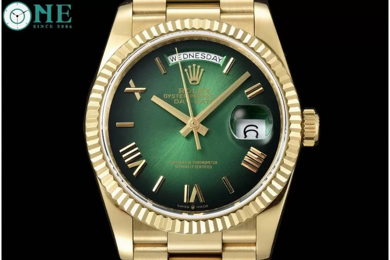 DayDate 128238 36mm YG / YG Green / Rmn QF V3 VR3255(Gain Weight) - Image 2