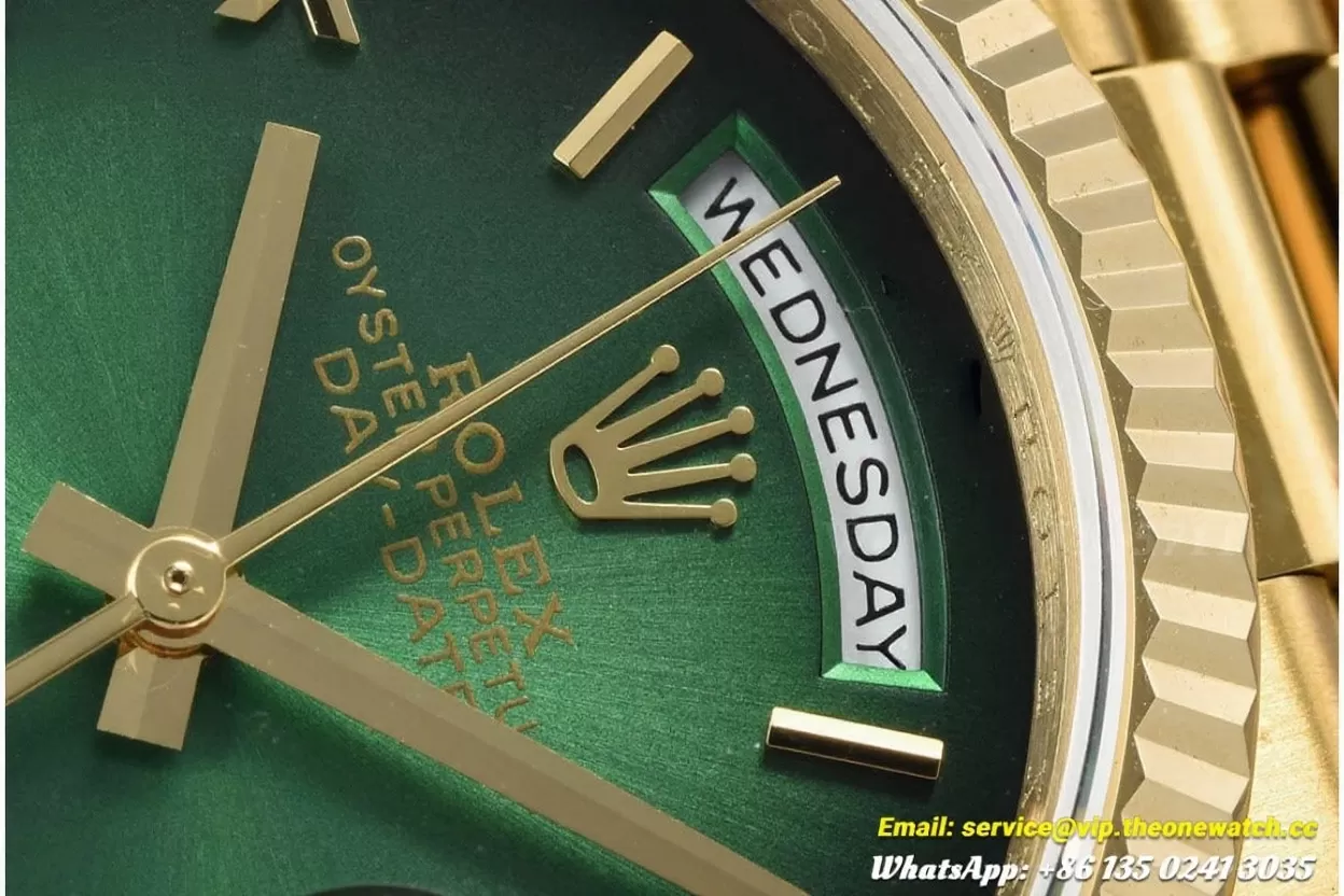DayDate 128238 36mm YG / YG Green / Rmn QF V3 VR3255(Gain Weight) - Image 5