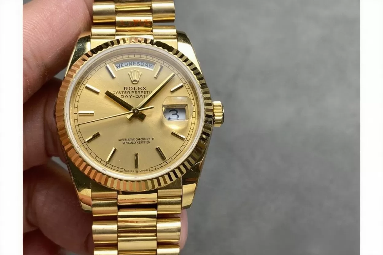 DayDate 128238 36mm YG / YG Gold / Stk QF V3 VR3255(Gain Weight)