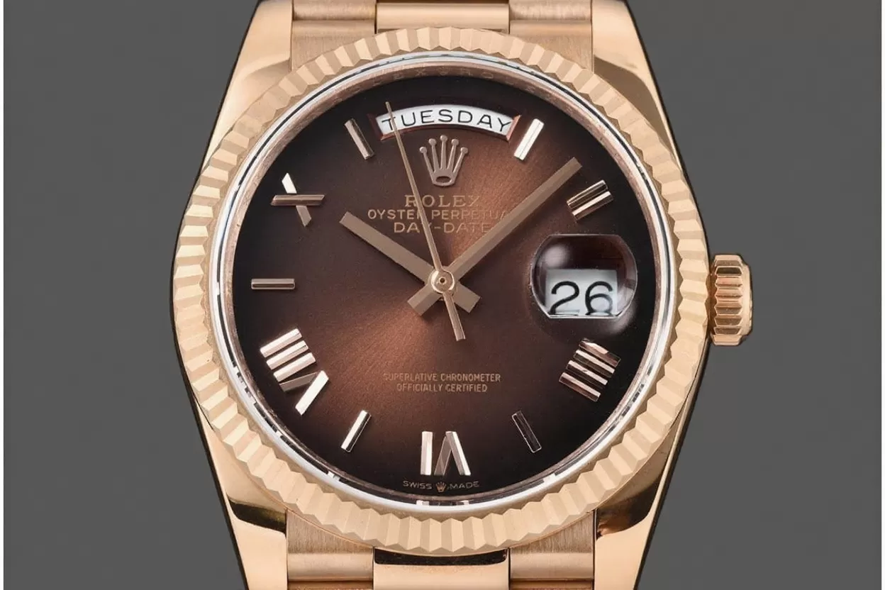 DayDate 128235 36mm RG / RG Brown / Rmn QF V3 VR3255(Gain Weight) - Image 2