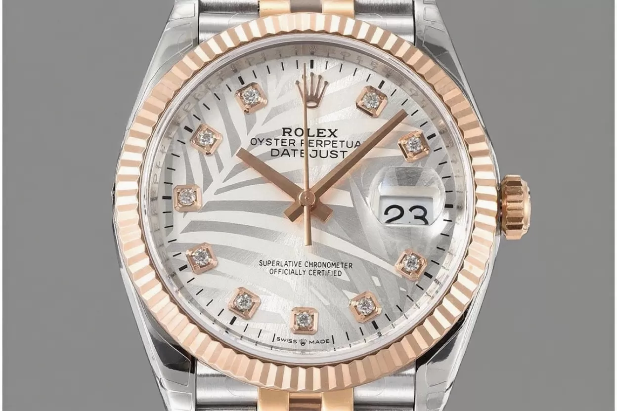 Datejust 126231 36mm Jub RG / SS Silver Palm Motif / Dia VSF DD3235 - Image 2