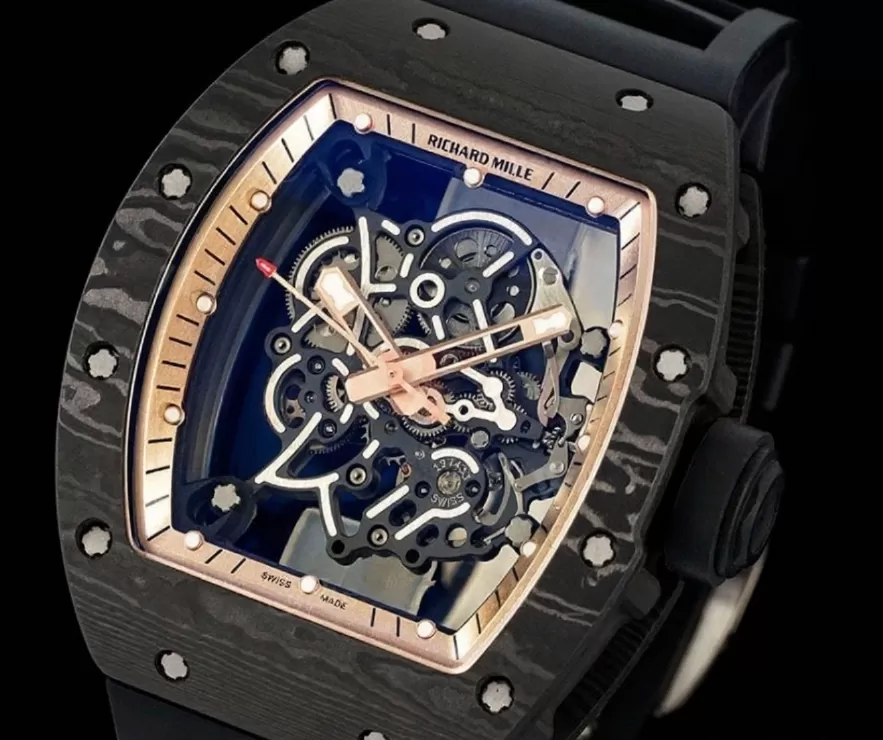 RM055 NTPT / RU Gold Rehaut on Black Rubber Strap ZF RMUL2 Super Clone