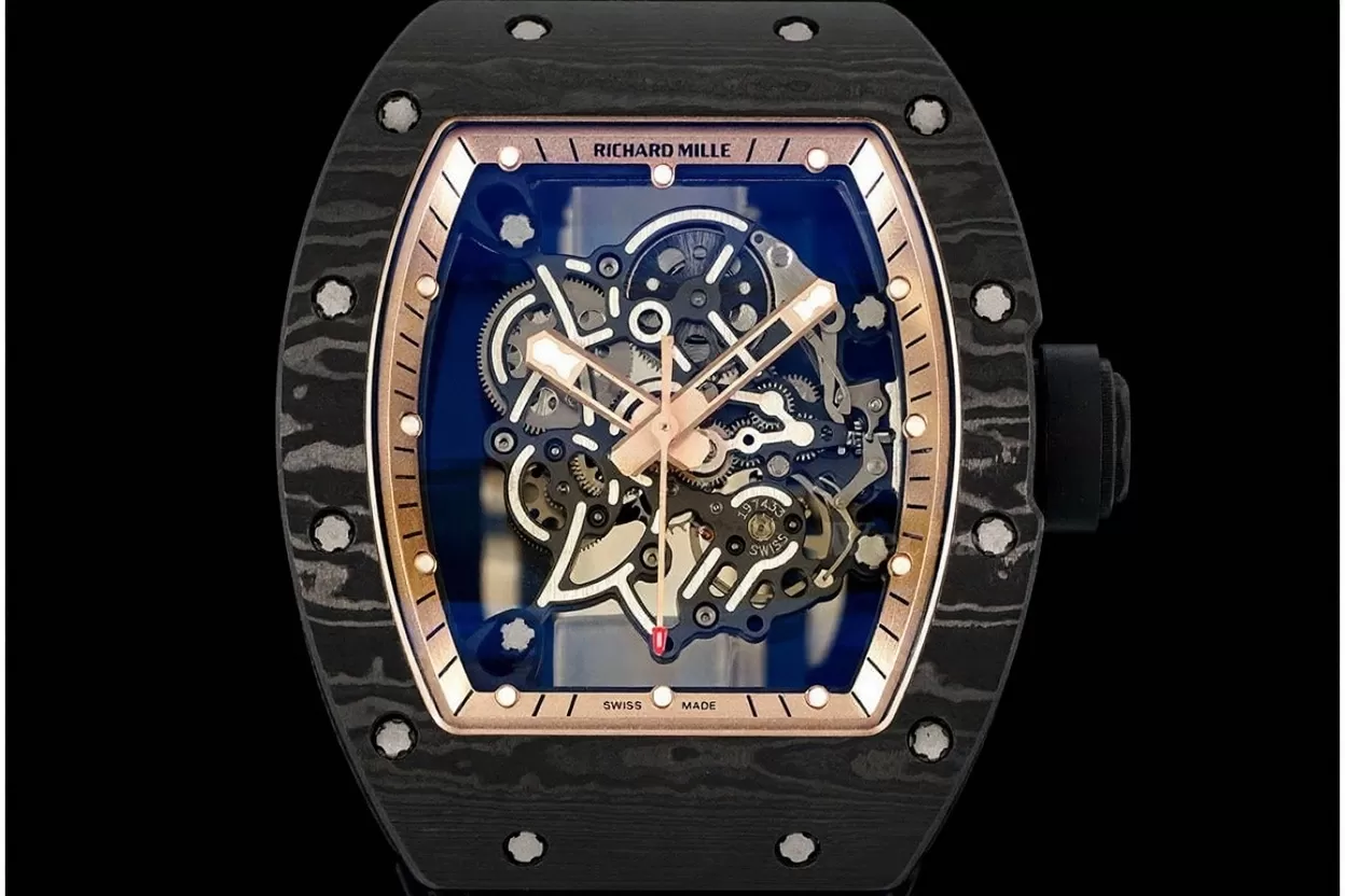 RM055 NTPT / RU Gold Rehaut on Black Rubber Strap ZF RMUL2 Super Clone - Image 2