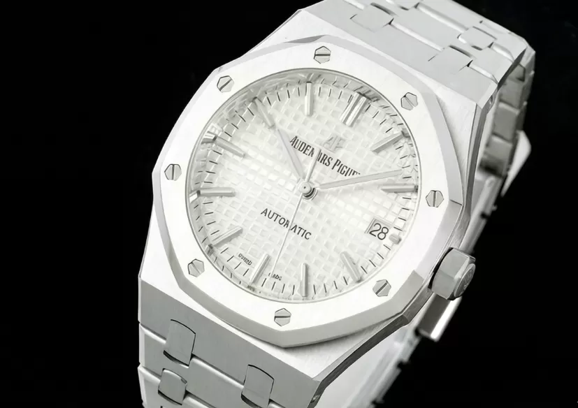 Royal Oak 15450 SS / SS White / Stk ZF SA3120 Super Clone
