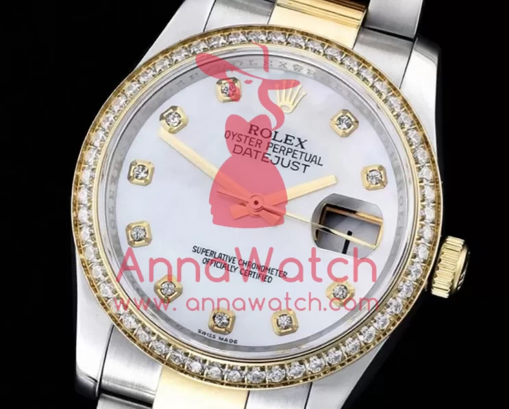 Rolex ?C DateJust Mens 36mm YG / SS White MOP Diam BP Asia 2836 - Image 3