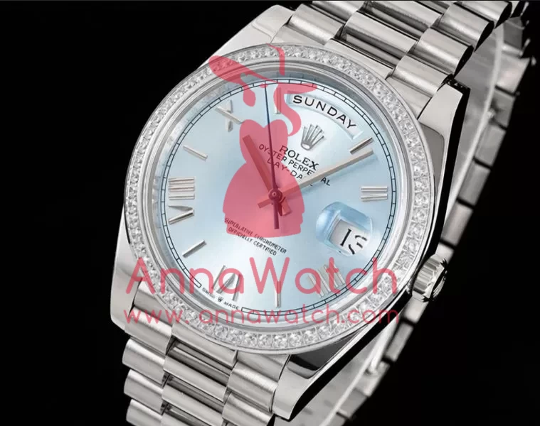DayDate 228349 40mm Pres SS / SS Ice Blue / Rmn GSF A3255 (Tungsten Heavy Version)