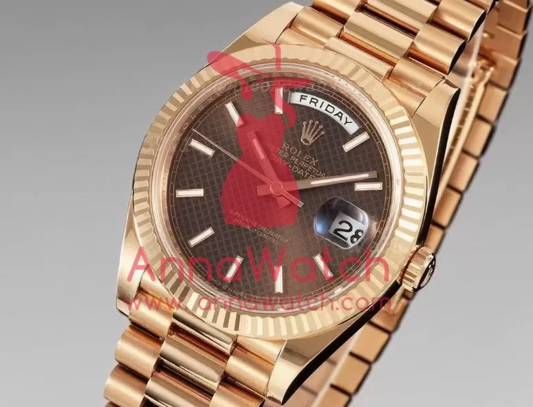 DayDate 228235 40mm RG / RG Brown Textured / Stk THBF V3 SH3255(Tungsten Heavy Version)