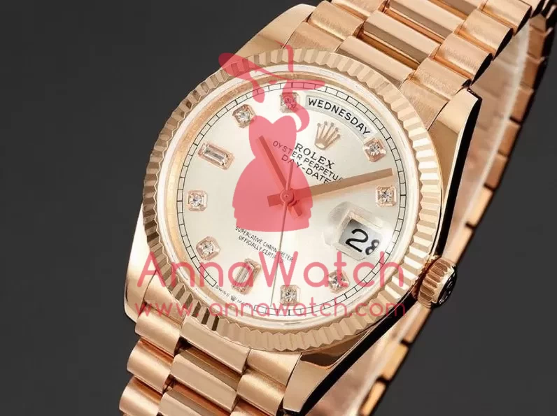 DayDate 128235 36mm RG / RG Silver / Diam QF V3 VR3255(Gain Weight)